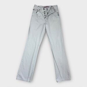 Vtg Y2K Silver Jeans Button Fly Light Gray Straight Leg  Pants 27x32 (26x31)